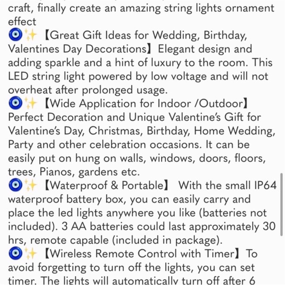 Decorative Lights Plus Amethyst LED String Lights Battery Operated with Remote - Picture 4 of 6